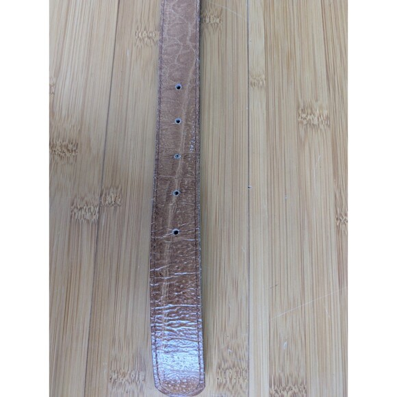 Vtg Genuine Leather Belt Sz L Tan Elephant Style Embossed Made in USA Western - Picture 3 of 5